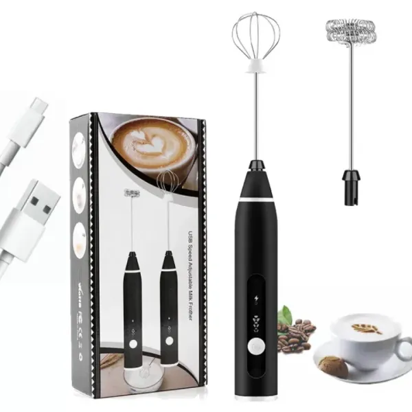 Handheld Electric Milk Frother Whisk Egg Beater Usb Rechargeable Coffee Blender Mixer