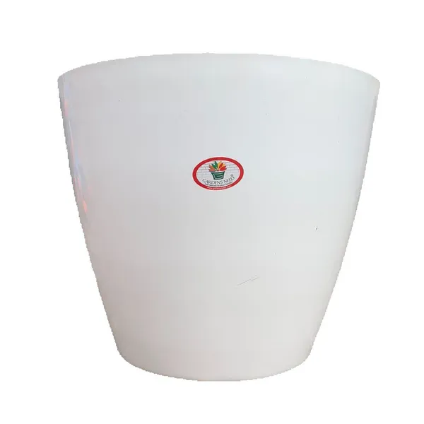 14 Inch White Cool Plastic Pot With Rolling Wheels For Indoor Outdoor Garden