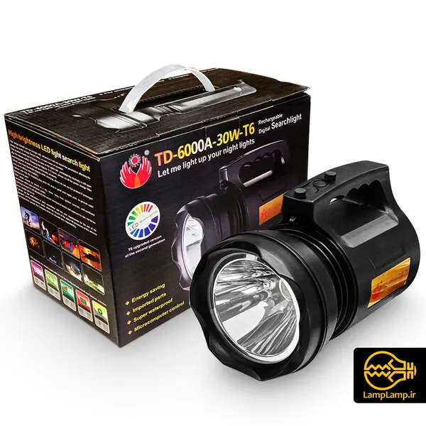 TD-6000A-30W-T6 Torchlight Rechargeable Digital Searchlight Emergency ...