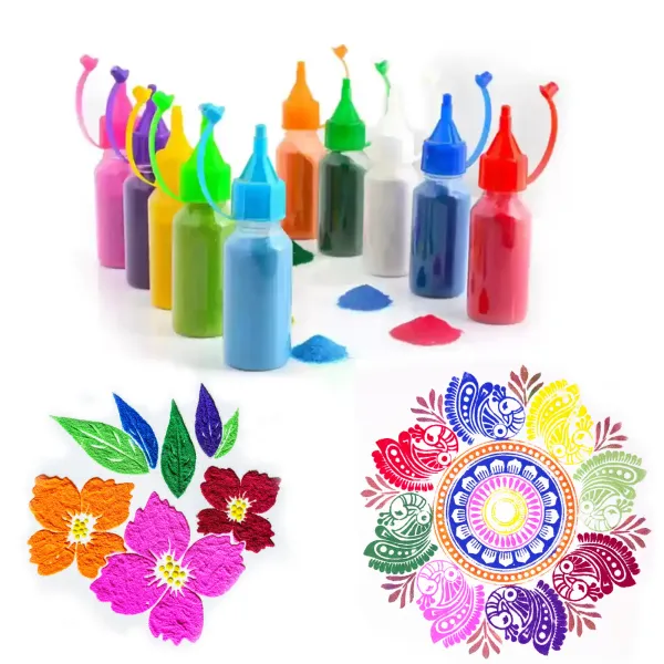 Beautiful Rangoli Making Sand Colored Powders - Pack of 10