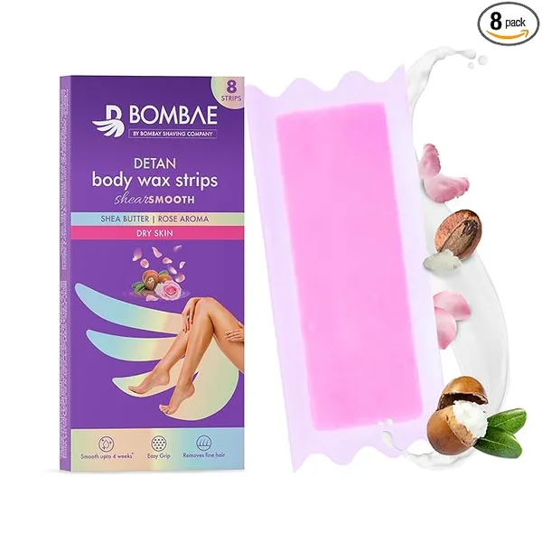 Bombae Full Body Wax Strips With Shea Butter for Women (8+2 Strips)