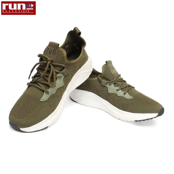 Run Shoes Army Green Running Shoes For Men (7127)