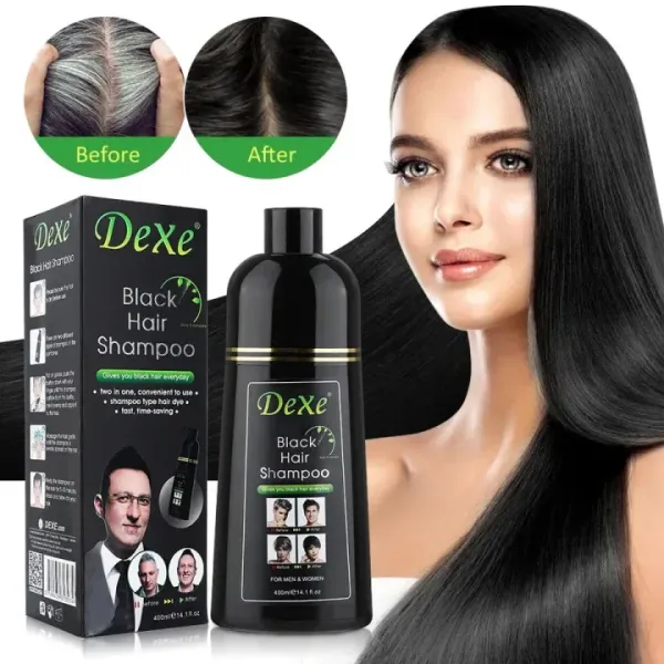 Ultimate Hair Color Solution - Natural Black Hair Dye Shampoo for Men and Women 400ml