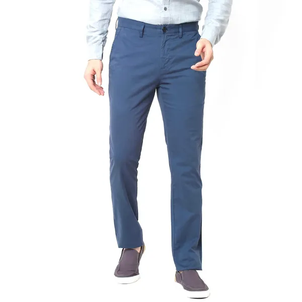 Light Blue Stretchable Chinos For Men