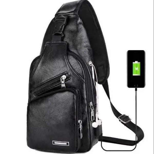 New Men's PU Leather Sling Pack Chest Shoulder/Crossbody Messenger Biker Bag By / Hulaak