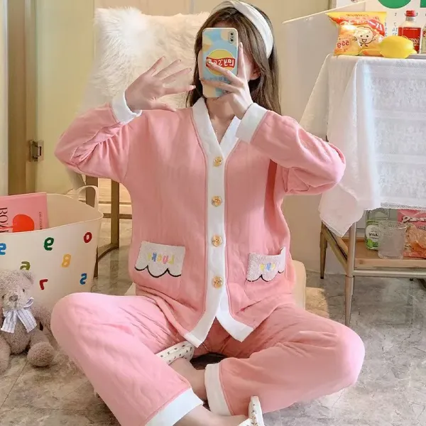 Warm Long Sleeve Winter Pajama Set For Women