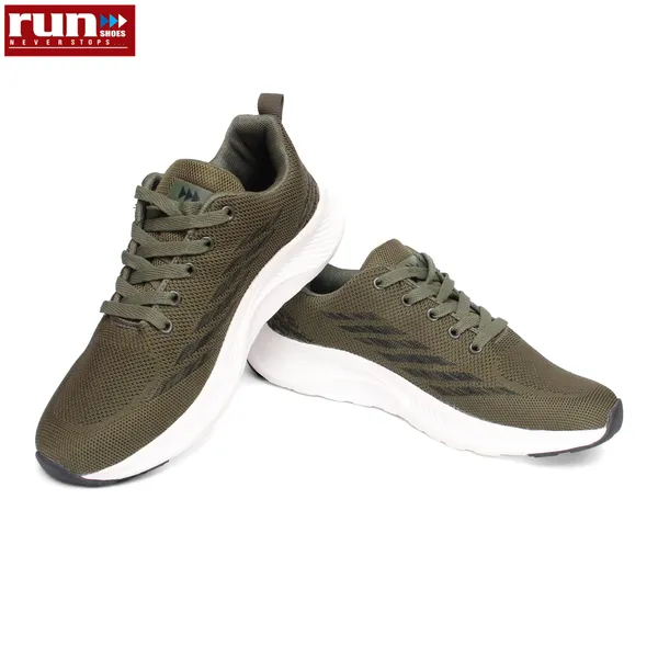 Run Shoes Army Green Running Shoes For Men (7086)