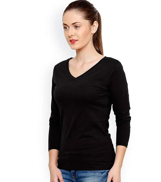 Woolen V-Neck T-Shirt For Women