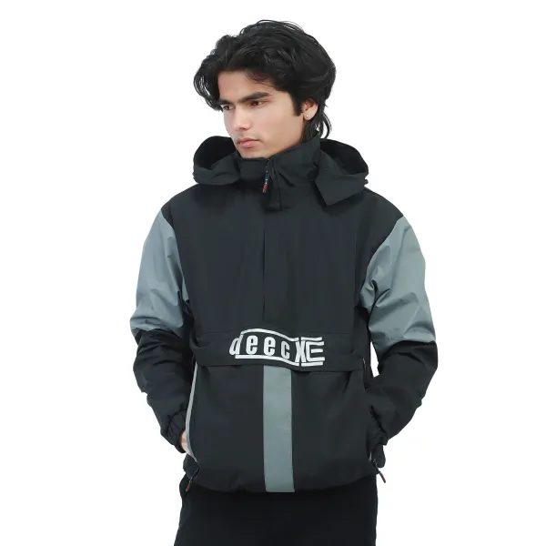 Front Deep Pocket Double Layered Wind/Waterproof Half Zipped Jacket