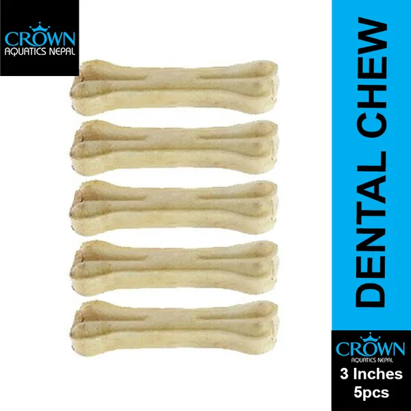 Dental Chew Bone 3 Inches 5 Pieces For Aggressive Chewers Dog Chew Bones Edible Bone Treat by Crown Aquatics