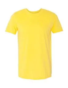 Plain Yellow Casual Cotton T-Shirt For Men