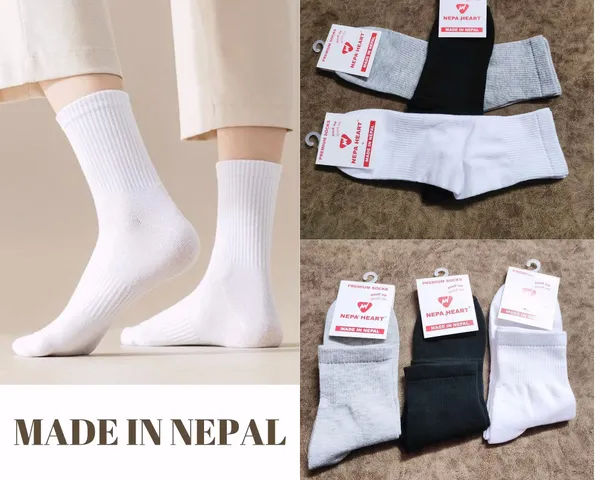 Nepa Heart Pack of 3 Plain Premium Unisex Socks- Proudly Made in Nepal
