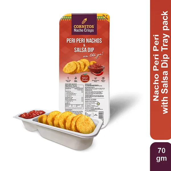 Cornitos Nacho Peri Peri With Salsa Dip Tray Pack 70 gm
