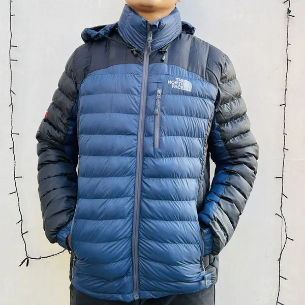 Men’s Blue-Black Puffer Hooded Down Jacket