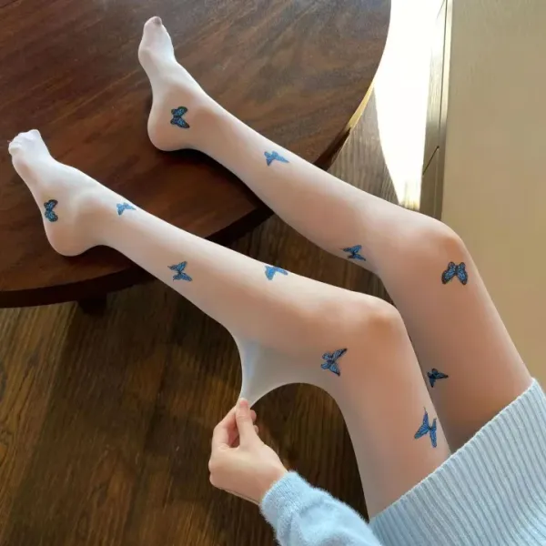Women Summer Silk Smooth Breathable Ultra Thin printed stocking