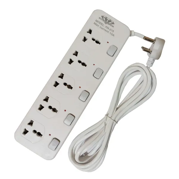 KOHINOOR Surge Protector 100% Copper Accessories 5 Port 2500W (13A) 3 Pin Universal Authentic Extension Multiplug for Home & Official Uses (KN-215)