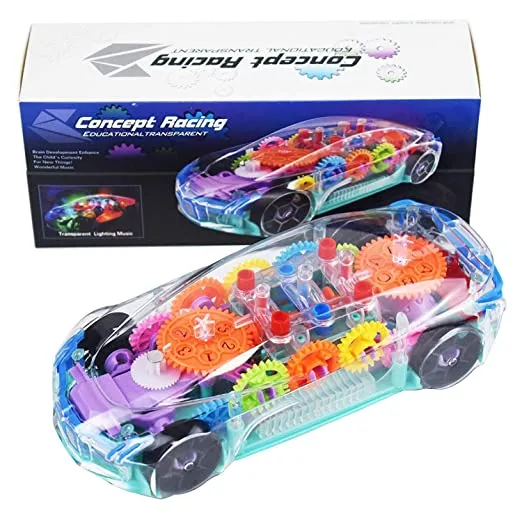 Concept Racing Car With Transparent Body and flashing lights and Music