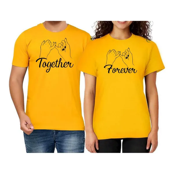 Couple T-Shirt Yellow Forever Printed For Men & Women