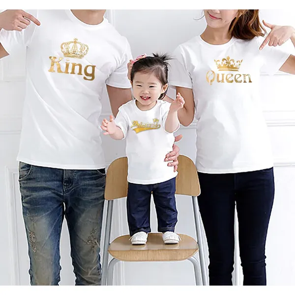 King Queen & Princess 3 Pcs Printed T-Shirt For Men & Women