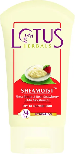 Lotus Herbal Sheamoist Shea Butter and Real Strawberry 24 hour Moisturiser - 120g