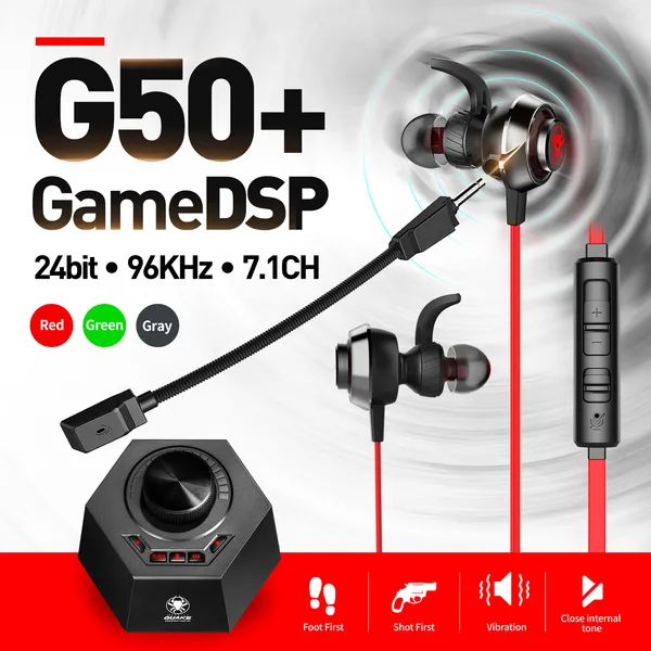 Plextone G50+ Gaming Earphone Headset In-ear Earbud Vibration DS5 Adapter 7.1