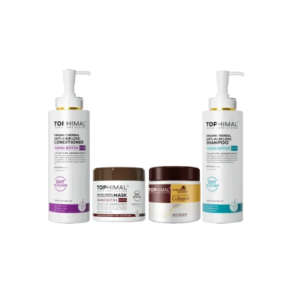 Tophimal Maca Care System Organic Herbal Anti Hair Loss Hair Care Set(Shampoo, Conditioner, 100% Damage Repair Hair mask, Collagen Hair Mask)500ml