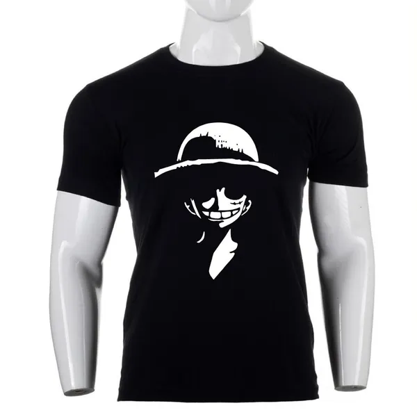 Black Printed One Piece Luffy Cotton T-Shirt For Men