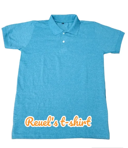 Sky Blue Cotton Polo Tshirt For Men