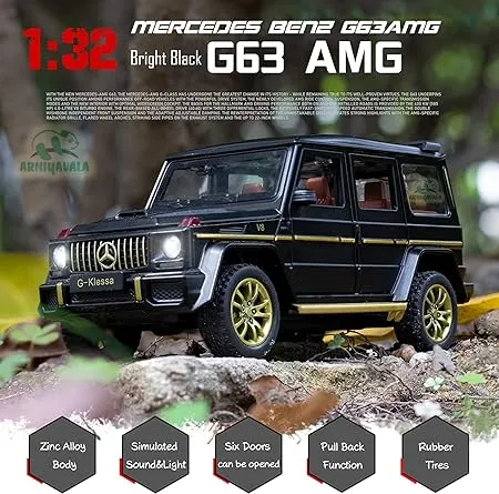 Diecast Metal Benz G63 AMG Model Pull Back Deco Car with Sound and Light for Gifts Kids Black