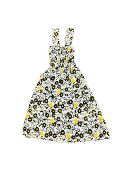 Black Floral Printed Knee Length Casual Sleeveless Summer Dress For Girls