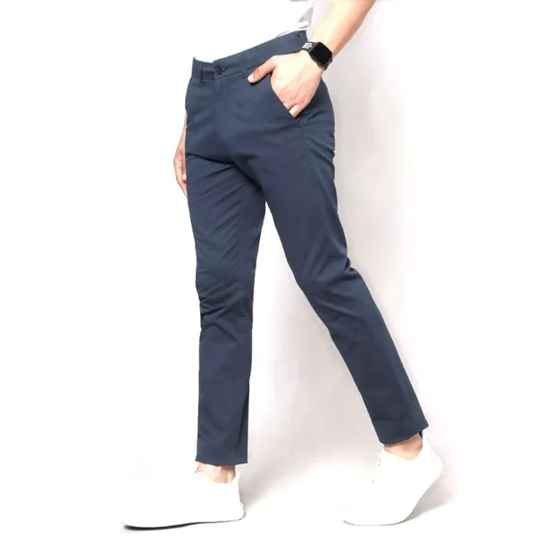 Green Blue Non Stretchable Chinos For Men