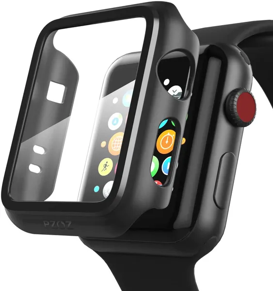 Case Compatible for Apple Watch 40mm SE (2nd Gen) Series 6 5 4 SE Tempered Glass Screen Protector
