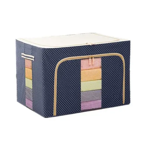 66 Ltr Foldable Steel Frame Cloths Zip Organizer Bag And Oxford Fabric Storage Living Cover Boxes