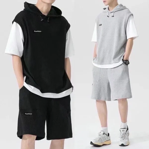 Set of Hooded Tshirt And Shorts For Men