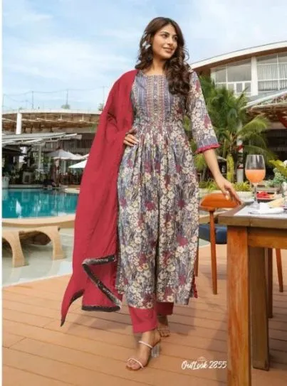 Viscose Modal Blended Fabrics Kurthi with Pant and Shawl for Women