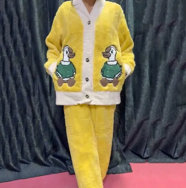 Duck Themed Winter Warm Pajama Set