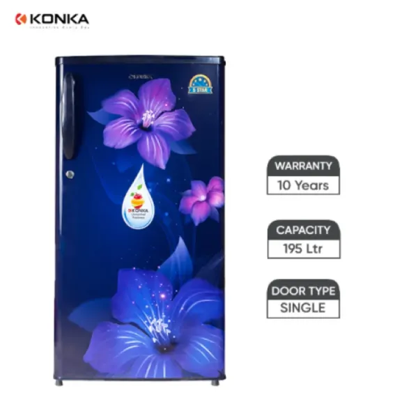 KONKA Refrigerator 195 Liters Single Door (KRF/KRFF195W/B)