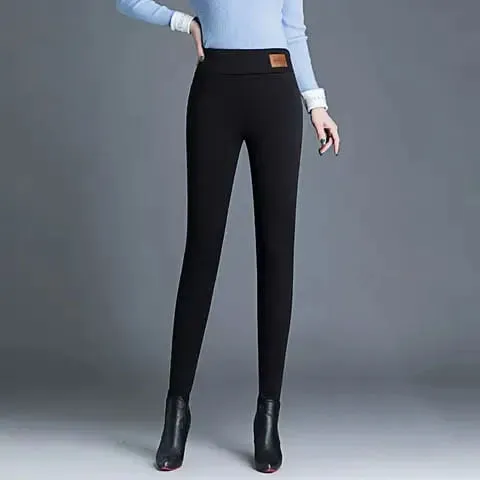 Low Waist Fleece Leggings For Women - Free Size