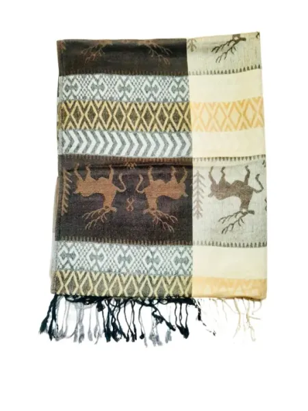 Multicolor Deer Printed Pashmina Shawl For Women