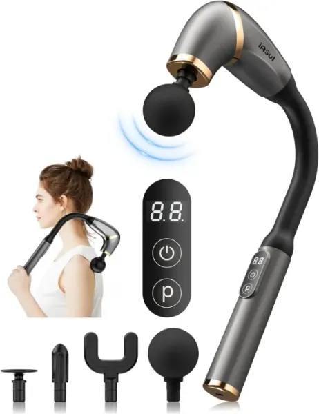 Massage Gun Deep Tissue with Upgraded Extension Handle, Back Massage Gun for Athletes for Pain Relief with LCD Screen, Percussion Massager