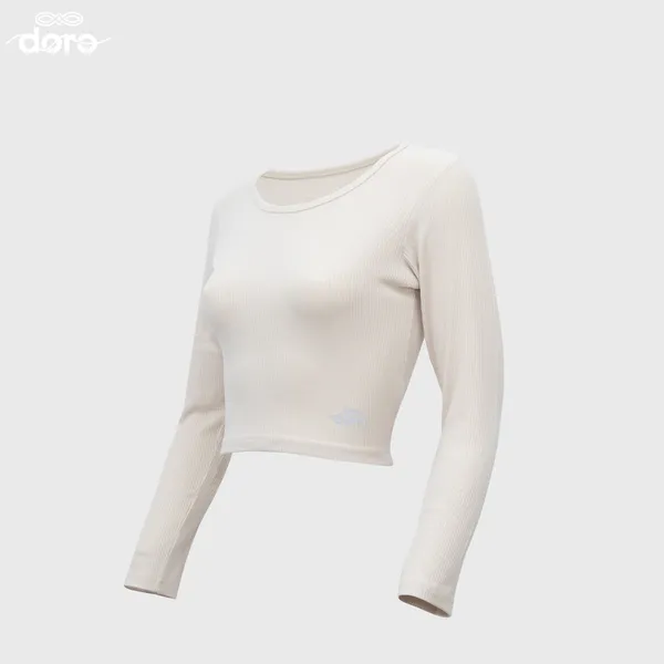 Doro Cream  Round-Neck Ribbed Crop top for Women