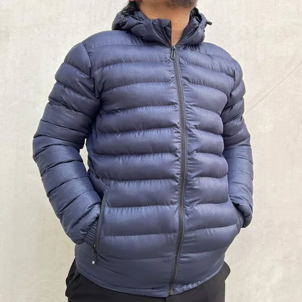 Winter Premium Blend Print Puffer Jacket - Blue