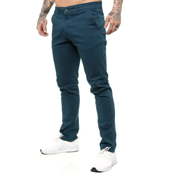 Green Blue Stretchable Chinos For Men