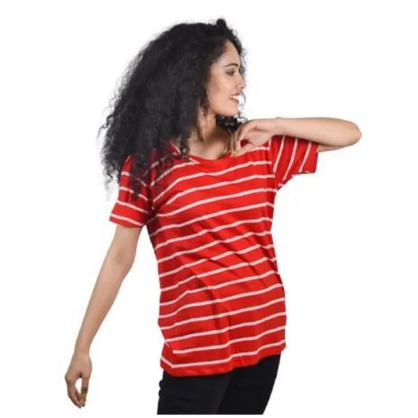 Multicolor Red Ton Casual Printed T-Shirt For Women