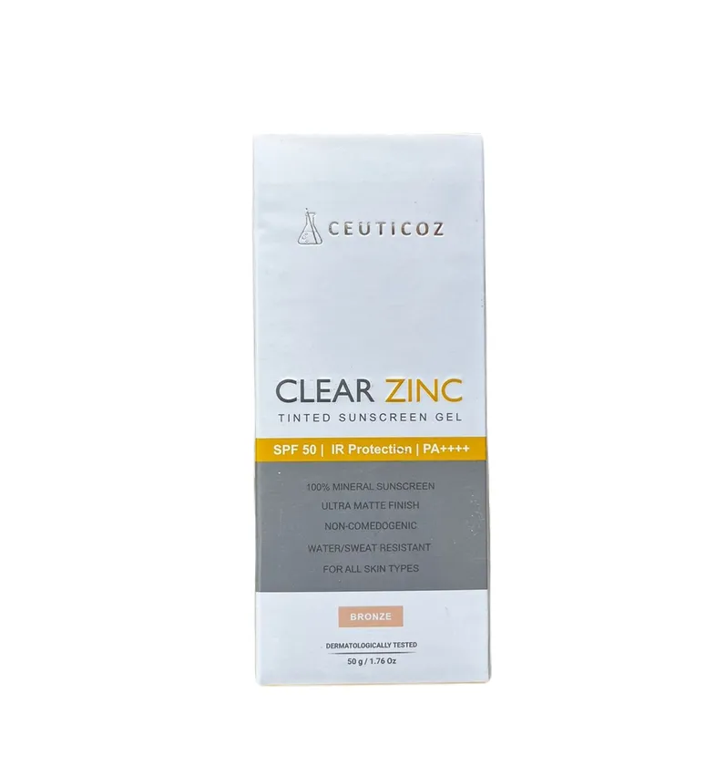 Clear Zinc Tinted Sunscreen Gel SPF 50 PA++++ Bronze 50gm