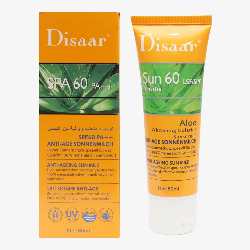 Disaar SPA 60 PA++ Aloevera Sunscreen 80ML