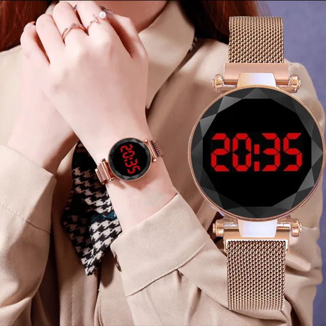 Luxury LED Women Magnetic Bracelet Watches Digital Dress Watch Quartz  Wristwatch Ladies Clock relogio feminino Black | SY Bazzar