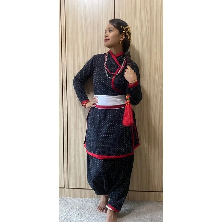 modern newari dress Newari gown set available Every designer Newari dress available Dm for more information Delivery is available Pic credit:- @makeupby_sharmi #happycustomers #newaridress #followforfollowback #promote #followus #supportoursmallbusiness